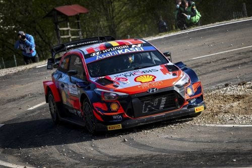 Thierry Neuville(BEL) and Martijn Wydaeghe(BEL) of team Hyundai Shell Mobis are seen performing during the  World Rally Championship Croatia in Zagreb, Croatia on 23  April, 2021 // Jaanus Ree/Red ...